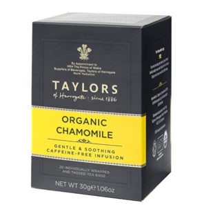 Box of Taylos of Harrogate Organic Chamomile Tea.