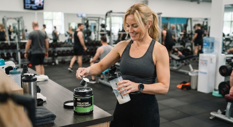 woman mixing creatine